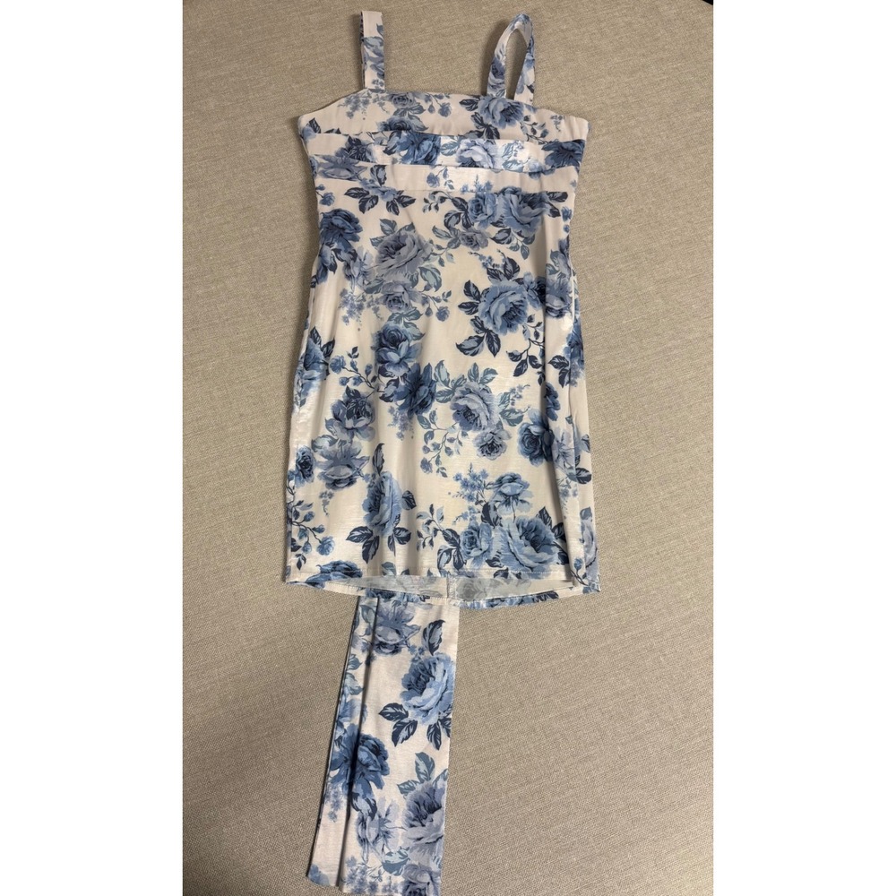 Allison + Kelly Girls Blue White Floral Dress with Detachable Bow Size 10